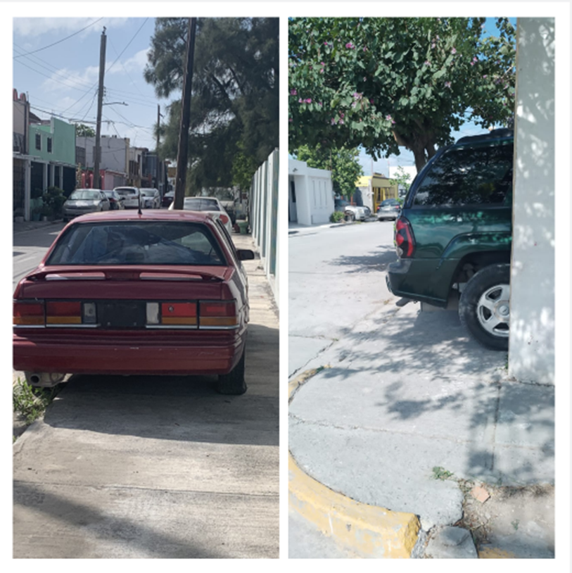 Estacionamiento de vehículos sobre la acera